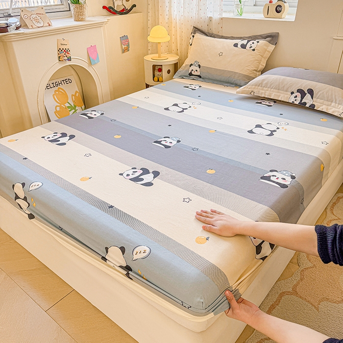 91家纺网 家纺一手货源 找家纺 名优家纺 2026新款13070全棉印花单床笠 调皮熊猫