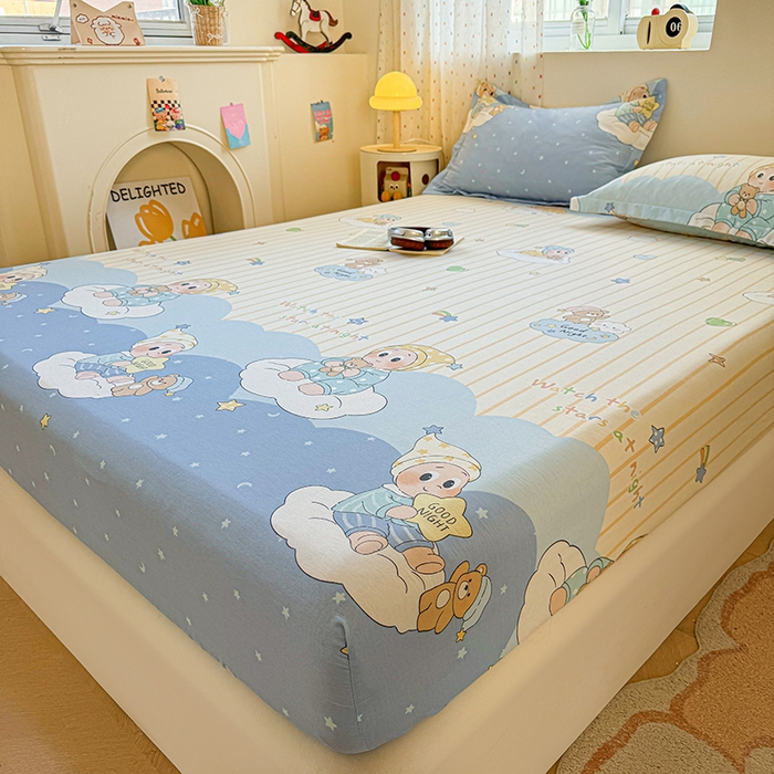 91家纺网 家纺一手货源 找家纺 名优家纺 2026新款13070全棉印花单床笠 星语星愿