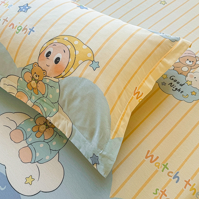 91家纺网 家纺一手货源 找家纺 名优家纺 2026新款13070全棉印花单床笠 星语星愿