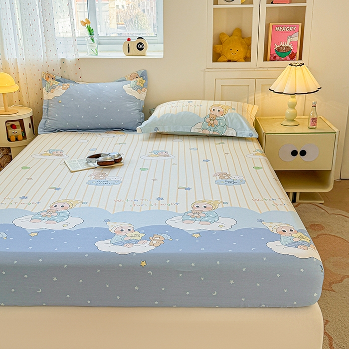 91家纺网 家纺一手货源 找家纺 名优家纺 2026新款13070全棉印花单床笠 星语星愿