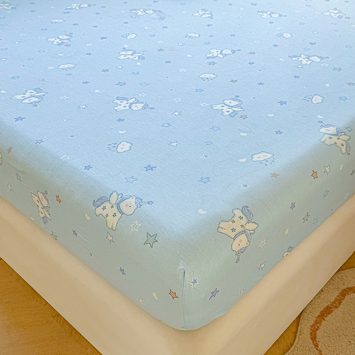 91家纺网 家纺一手货源 找家纺 名优家纺 2026新款13070全棉印花单床笠 星星独角兽