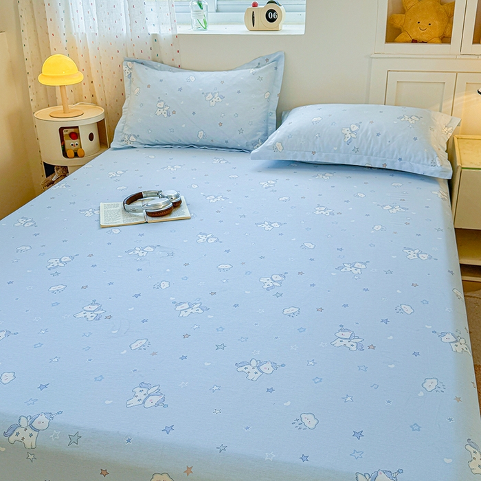 91家纺网 家纺一手货源 找家纺 名优家纺 2026新款13070全棉印花单床笠 星星独角兽