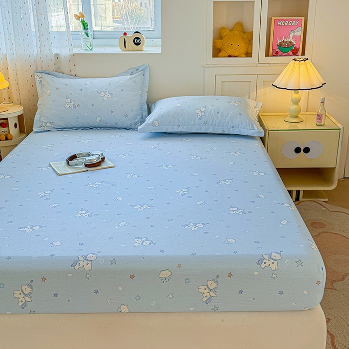 91家纺网 家纺一手货源 找家纺 名优家纺 2026新款13070全棉印花单床笠 星星独角兽