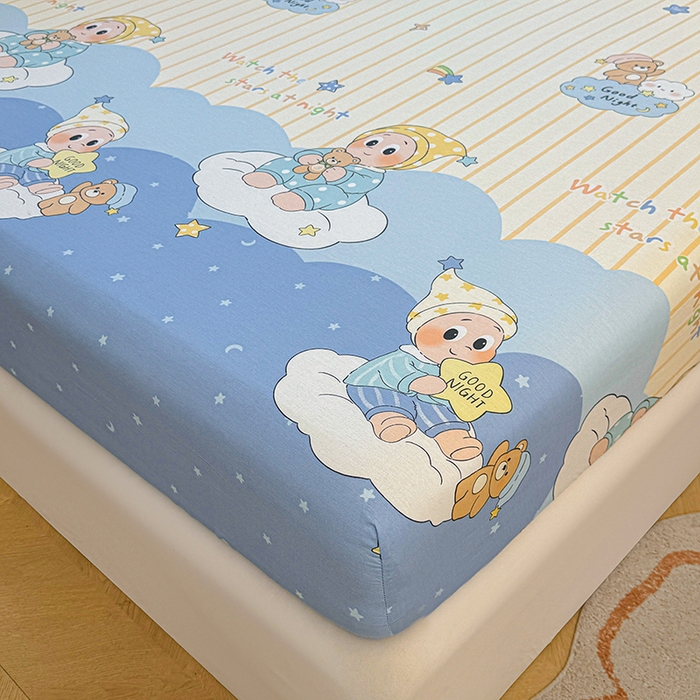 91家纺网 家纺一手货源 找家纺 名优家纺 2026新款13070全棉印花单床笠 星语星愿