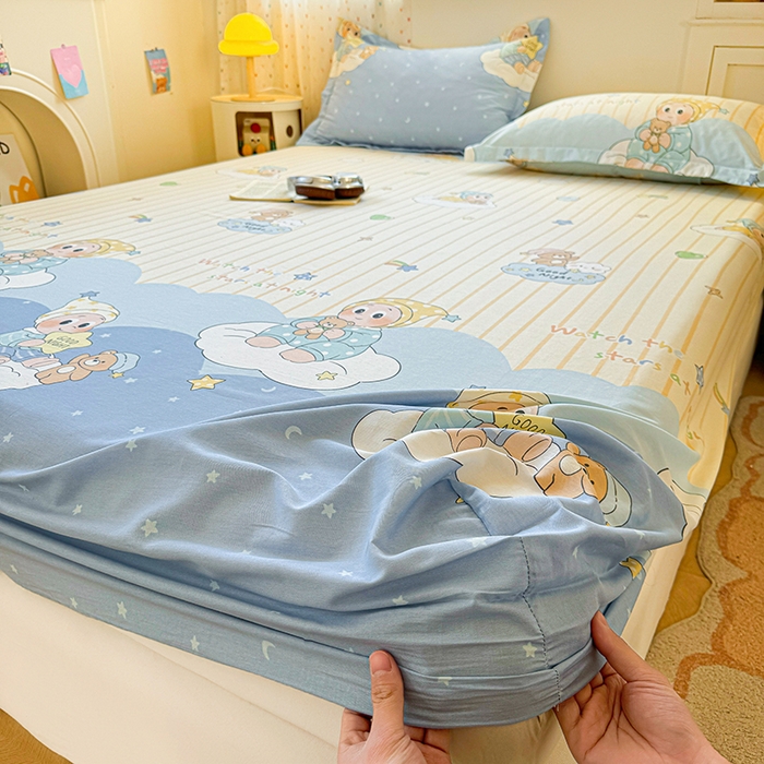 91家纺网 家纺一手货源 找家纺 名优家纺 2026新款13070全棉印花单床笠 星语星愿