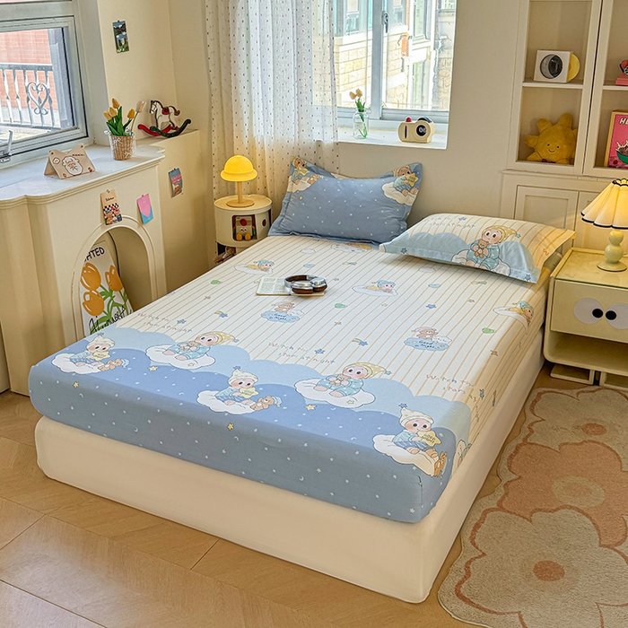 91家纺网 家纺一手货源 找家纺 名优家纺 2026新款13070全棉印花单床笠 星语星愿