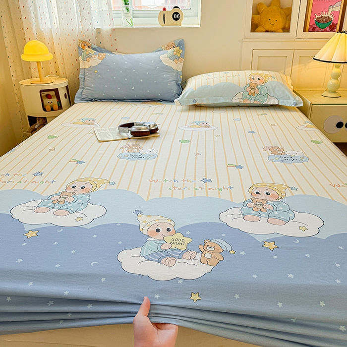 91家纺网 家纺一手货源 找家纺 名优家纺 2026新款13070全棉印花单床笠 星语星愿