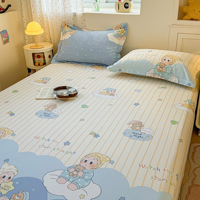 91家纺网 家纺一手货源 找家纺 名优家纺 2026新款13070全棉印花单床笠 星语星愿