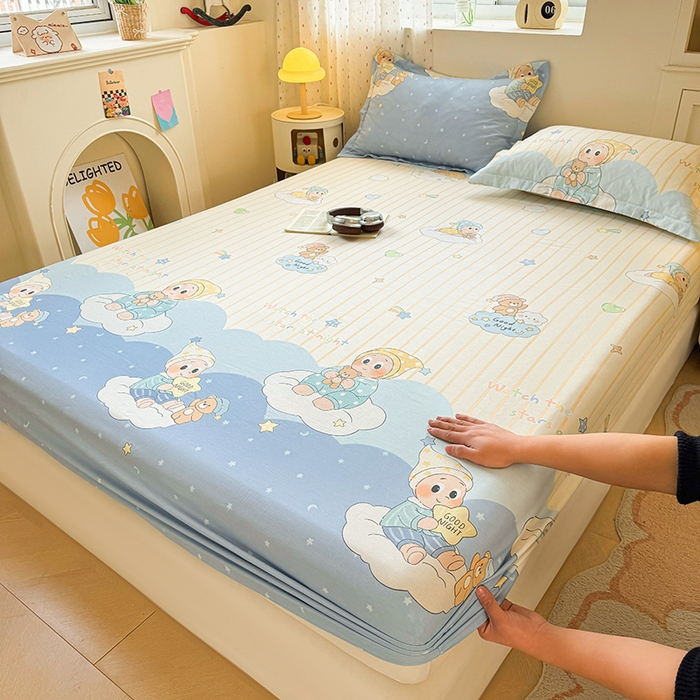 91家纺网 家纺一手货源 找家纺 名优家纺 2026新款13070全棉印花单床笠 星语星愿