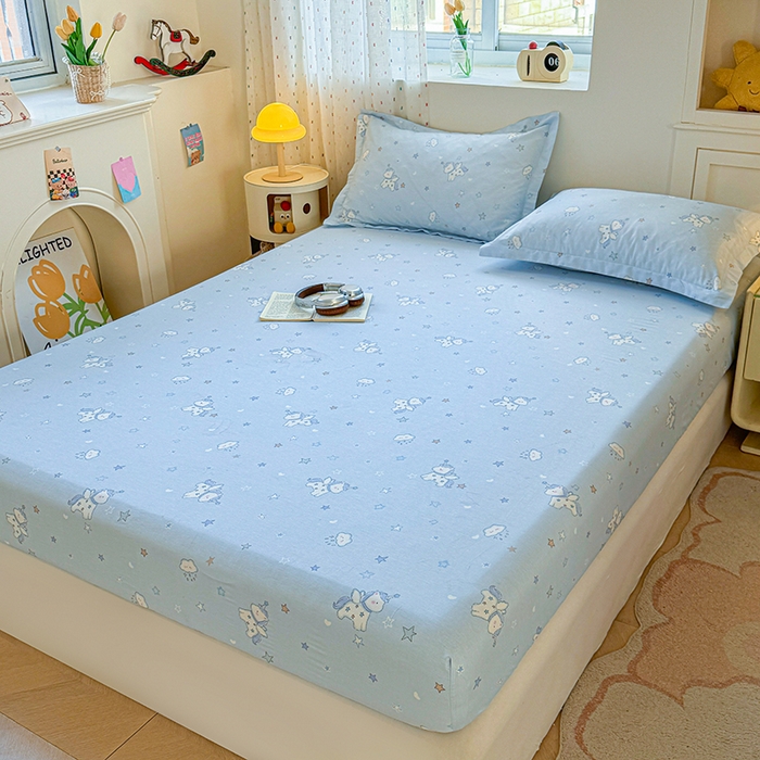 91家纺网 家纺一手货源 找家纺 名优家纺 2026新款13070全棉印花单床笠 星星独角兽