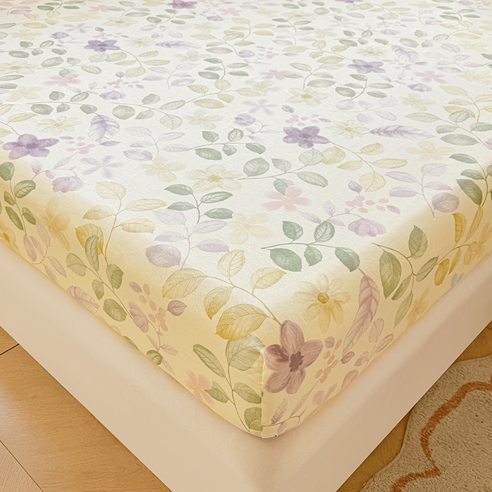 91家纺网 家纺一手货源 找家纺 名优家纺 2026新款13070全棉印花单床笠 抚香意叶