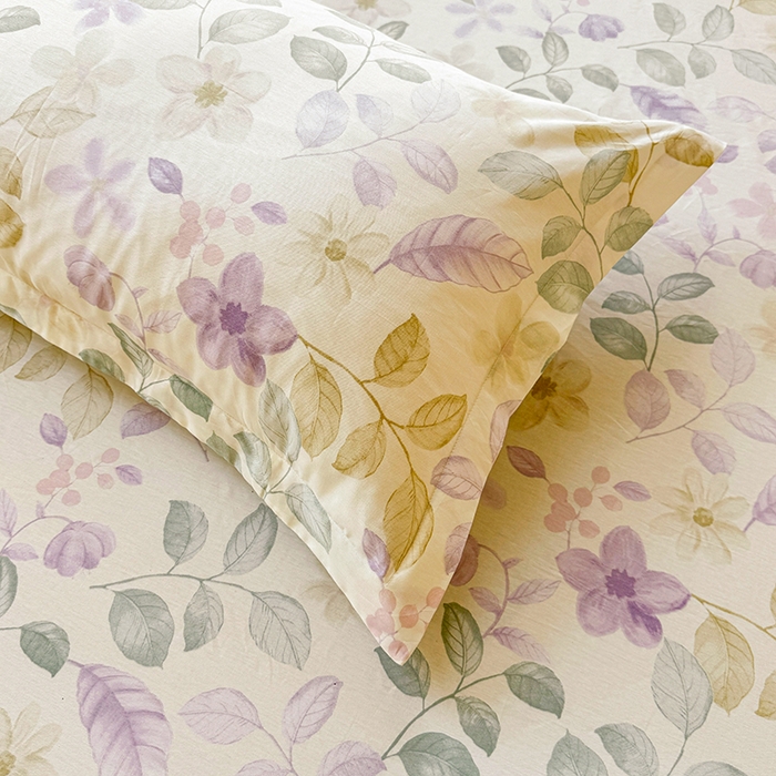 91家纺网 家纺一手货源 找家纺 名优家纺 2026新款13070全棉印花单床笠 抚香意叶