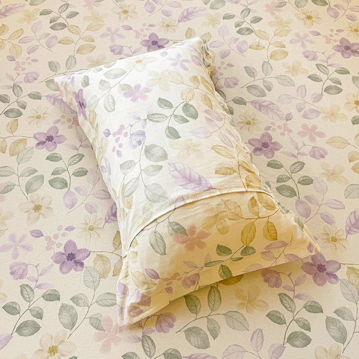 91家纺网 家纺一手货源 找家纺 名优家纺 2026新款13070全棉印花单床笠 抚香意叶