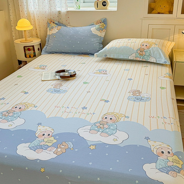 91家纺网 家纺一手货源 找家纺 名优家纺 2026新款13070全棉印花单床笠 星语星愿