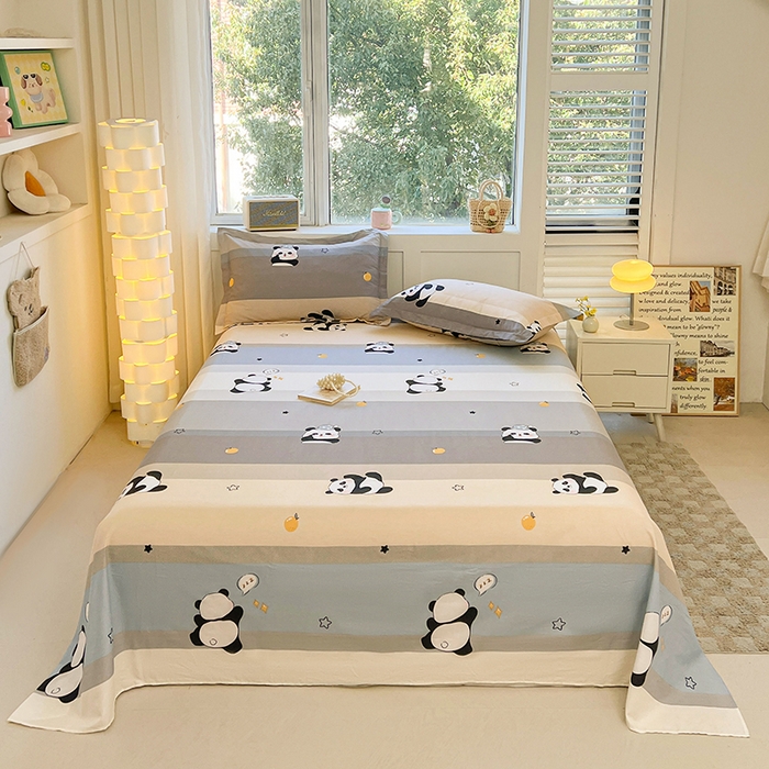 91家纺网 家纺一手货源 找家纺 名优家纺 2026新款13070全棉印花四件套 调皮熊猫