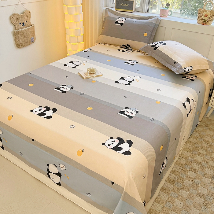 91家纺网 家纺一手货源 找家纺 名优家纺 2026新款13070全棉印花四件套 调皮熊猫