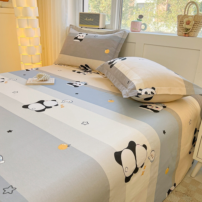 91家纺网 家纺一手货源 找家纺 名优家纺 2026新款13070全棉印花四件套 调皮熊猫