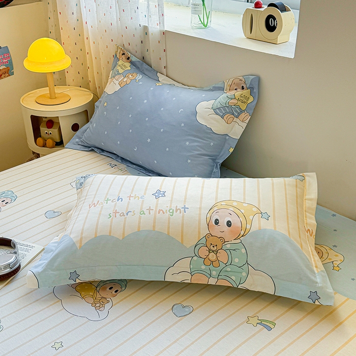 91家纺网 家纺一手货源 找家纺 名优家纺 2026新款13070全棉印花单床笠 星语星愿