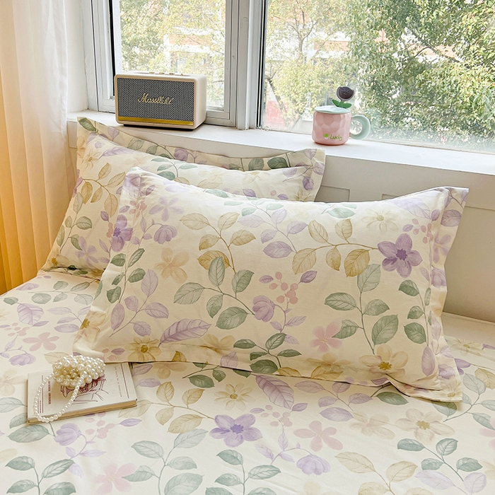 91家纺网 家纺一手货源 找家纺 名优家纺 2026新款13070全棉印花四件套 抚香意叶