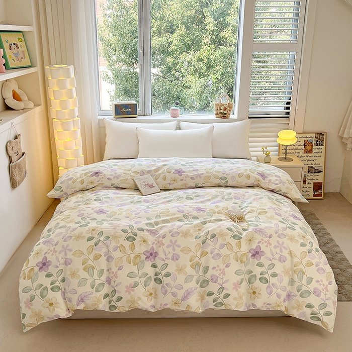 91家纺网 家纺一手货源 找家纺 名优家纺 2026新款13070全棉印花四件套 抚香意叶