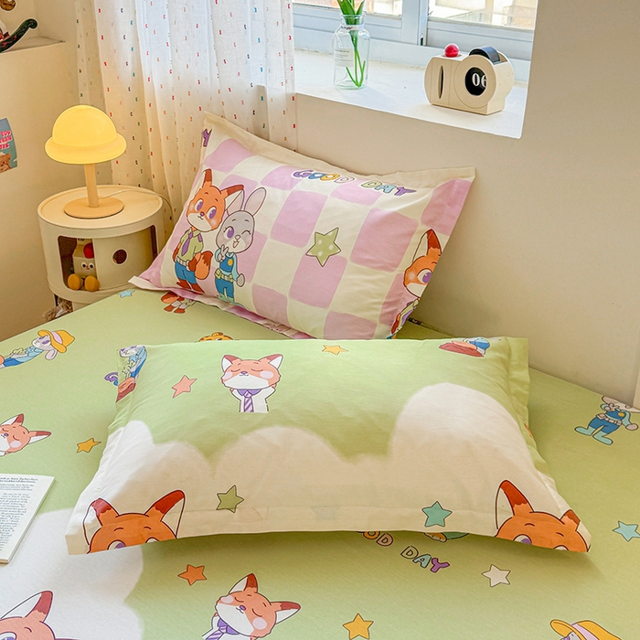 91家纺网 家纺一手货源 找家纺 名优家纺 2026新款13070全棉印花单床笠 开心动物城