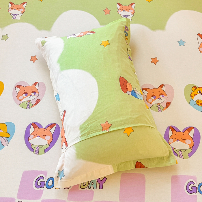 91家纺网 家纺一手货源 找家纺 名优家纺 2026新款13070全棉印花单床笠 开心动物城