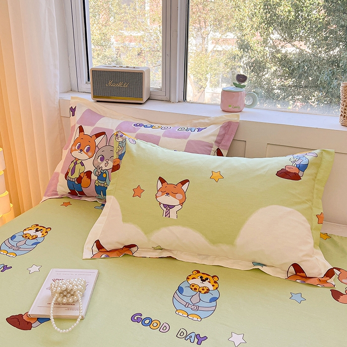 91家纺网 家纺一手货源 找家纺 名优家纺 2026新款13070全棉印花四件套 开心动物城