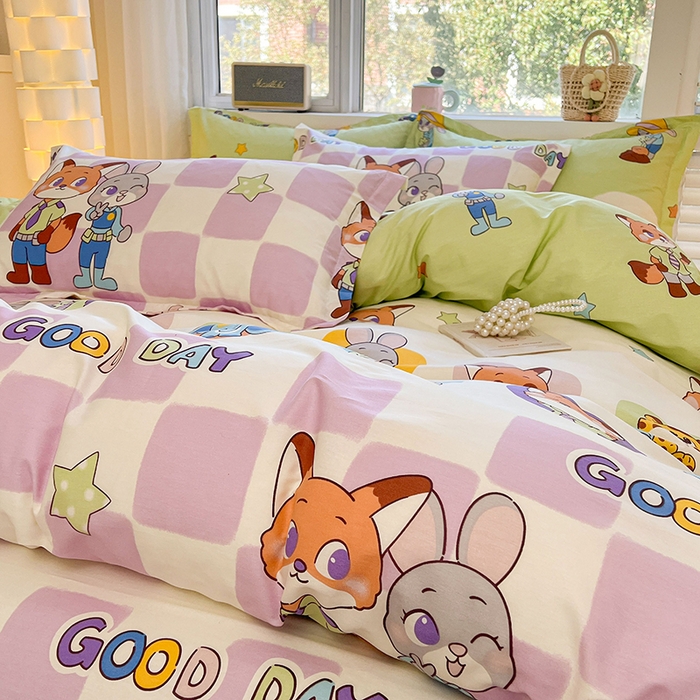 91家纺网 家纺一手货源 找家纺 名优家纺 2026新款13070全棉印花单枕套 开心动物城