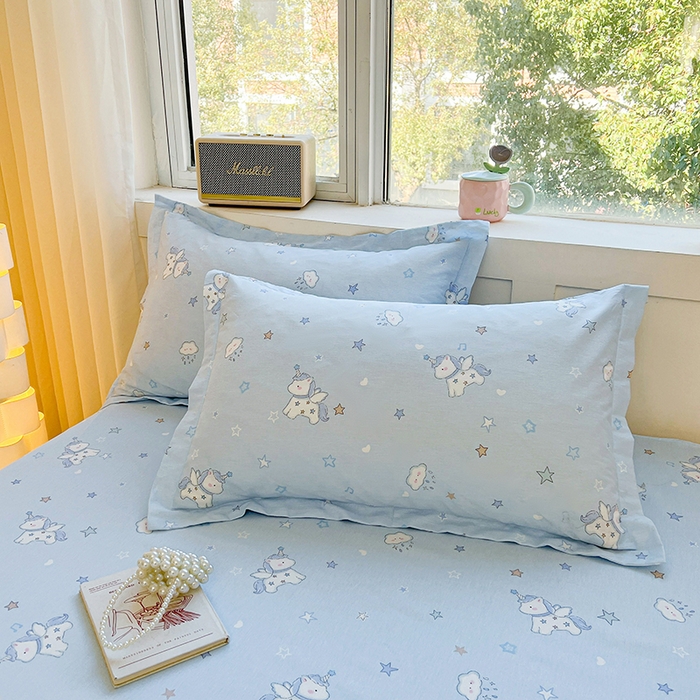 91家纺网 家纺一手货源 找家纺 名优家纺 2026新款13070全棉印花单枕套 星星独角兽