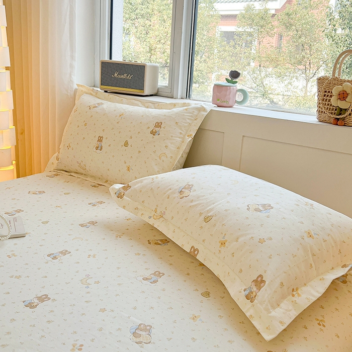 名优家纺 2026新款13070全棉印花单枕套 星点兔语