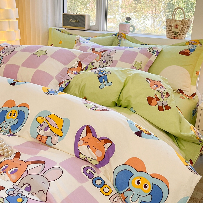 91家纺网 家纺一手货源 找家纺 名优家纺 2026新款13070全棉印花单枕套 开心动物城