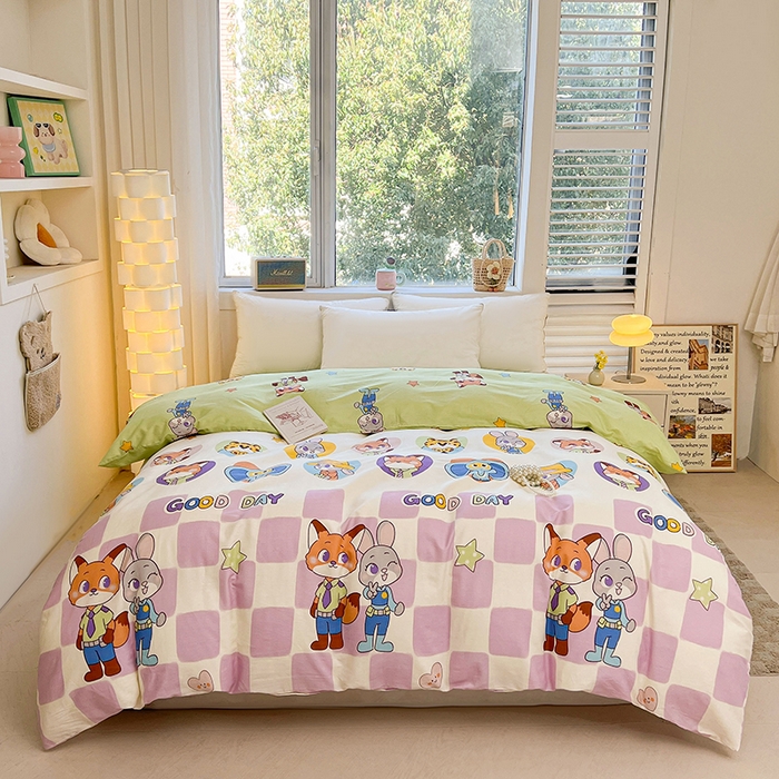 91家纺网 家纺一手货源 找家纺 名优家纺 2026新款13070全棉印花单枕套 开心动物城