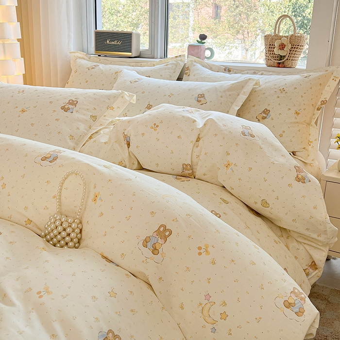 91家纺网 家纺一手货源 找家纺 名优家纺 2026新款13070全棉印花单枕套 星点兔语