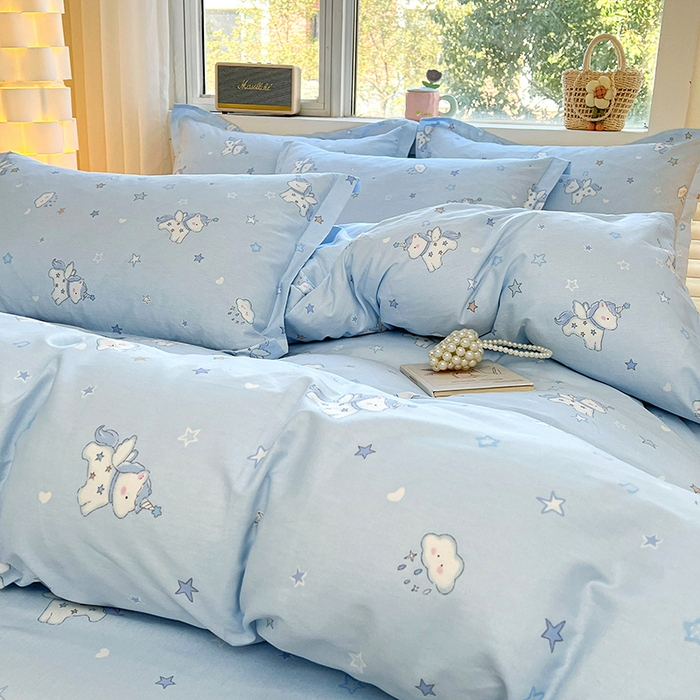 91家纺网 家纺一手货源 找家纺 名优家纺 2026新款13070全棉印花单枕套 星星独角兽