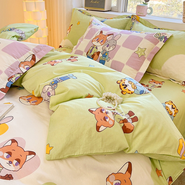 91家纺网 家纺一手货源 找家纺 名优家纺 2026新款13070全棉印花单枕套 开心动物城