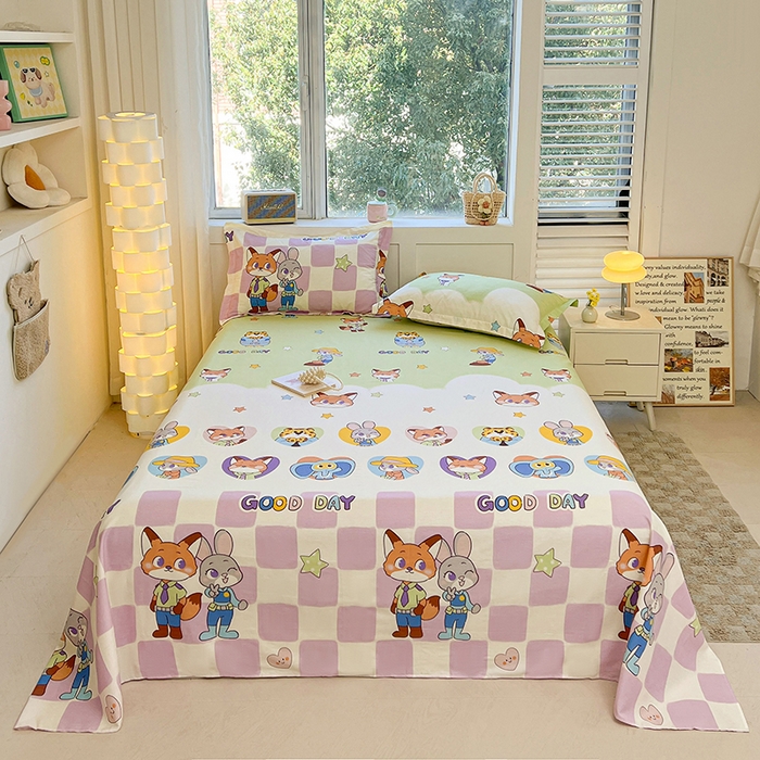 91家纺网 家纺一手货源 找家纺 名优家纺 2026新款13070全棉印花单枕套 开心动物城