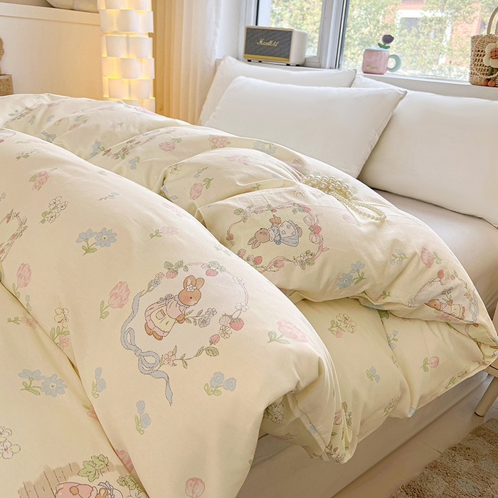 91家纺网 家纺一手货源 找家纺 名优家纺 2026新款13070全棉印花单枕套 兔茶春序