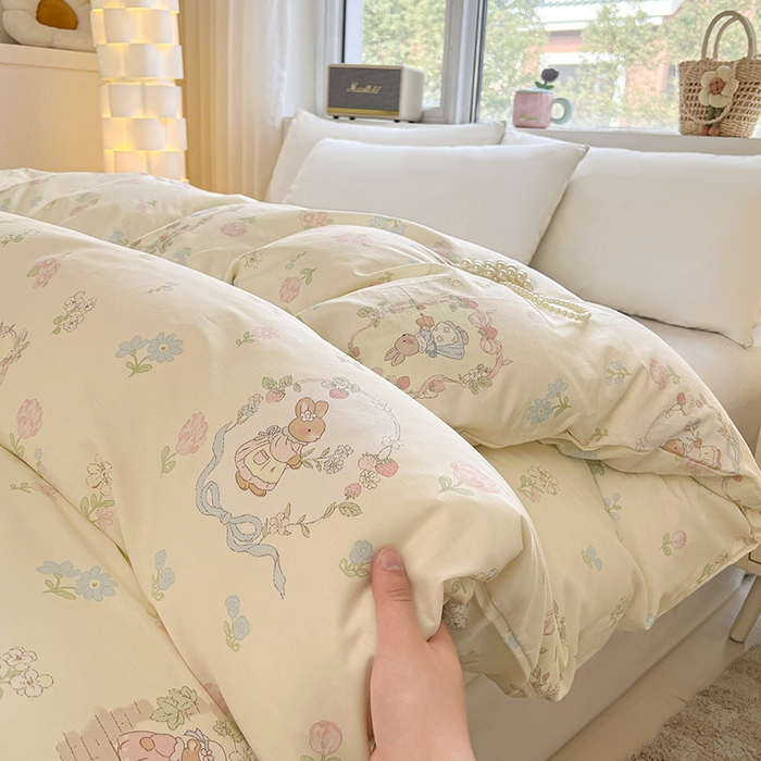 91家纺网 家纺一手货源 找家纺 名优家纺 2026新款13070全棉印花单枕套 兔茶春序