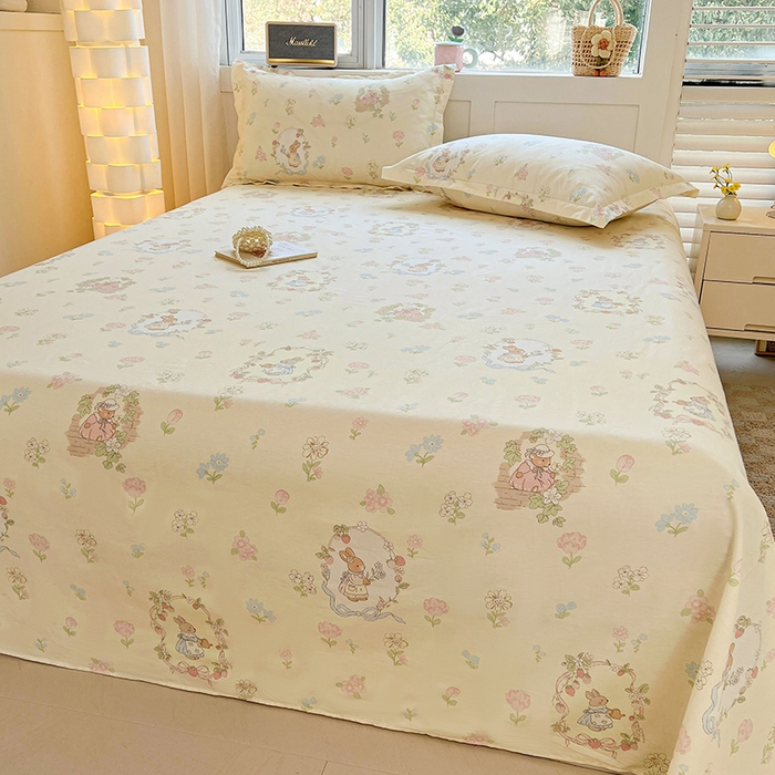 91家纺网 家纺一手货源 找家纺 名优家纺 2026新款13070全棉印花单枕套 兔茶春序