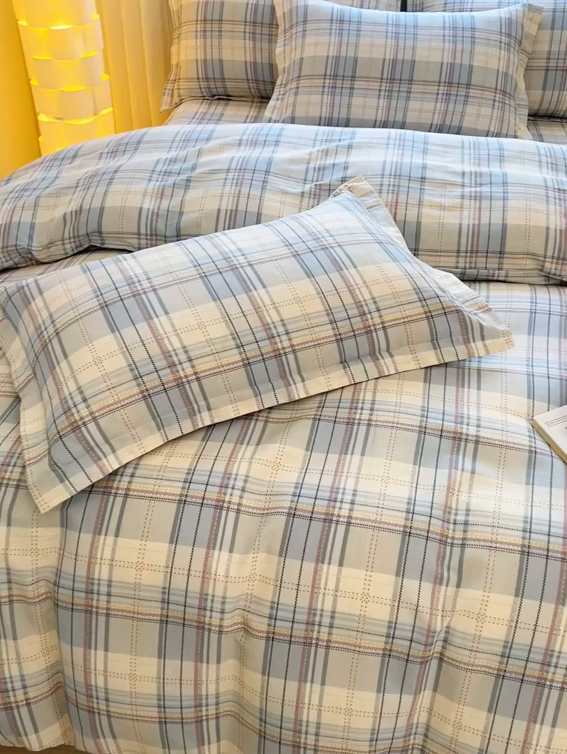 91家纺网 家纺一手货源 找家纺 名优家纺 2026新款13070全棉印花四件套 理想生活-灰