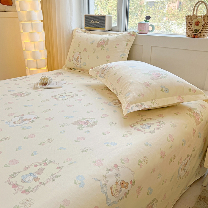 91家纺网 家纺一手货源 找家纺 名优家纺 2026新款13070全棉印花四件套 兔茶春序