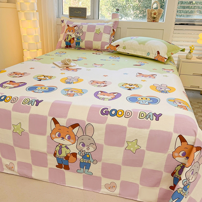 91家纺网 家纺一手货源 找家纺 名优家纺 2026新款13070全棉印花单枕套 开心动物城