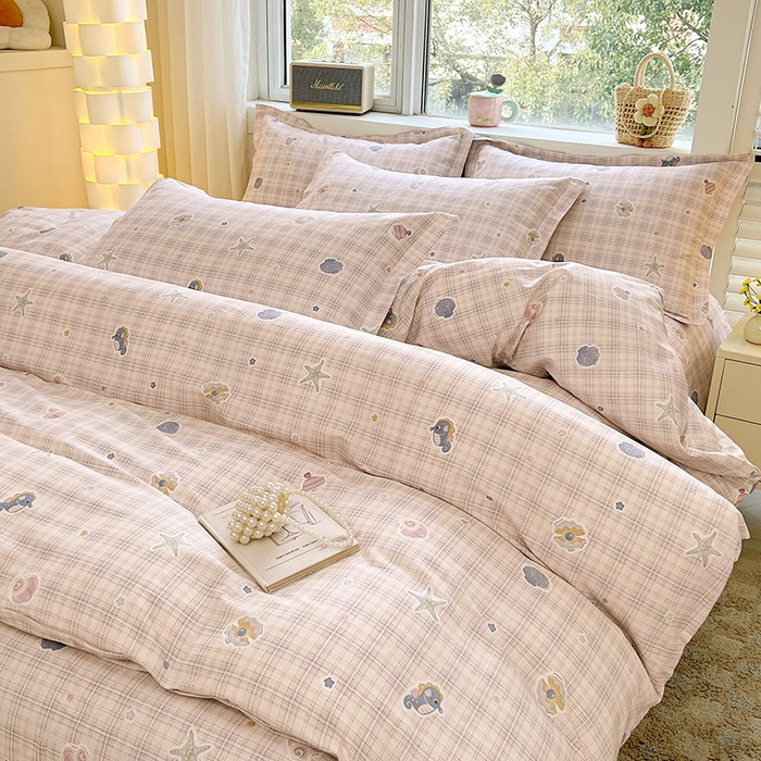 91家纺网 家纺一手货源 找家纺 名优家纺 2026新款13070全棉印花四件套 小粉螺