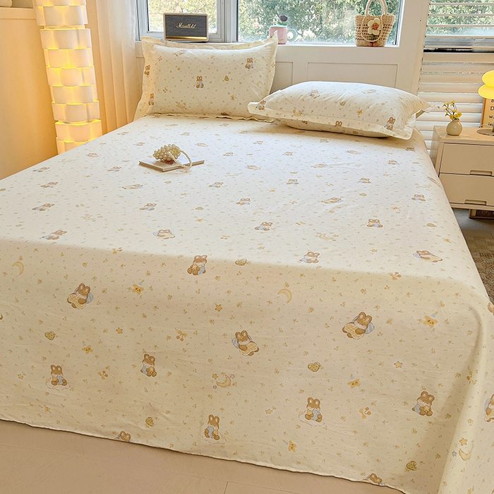 91家纺网 家纺一手货源 找家纺 名优家纺 2026新款13070全棉印花四件套 星点兔语