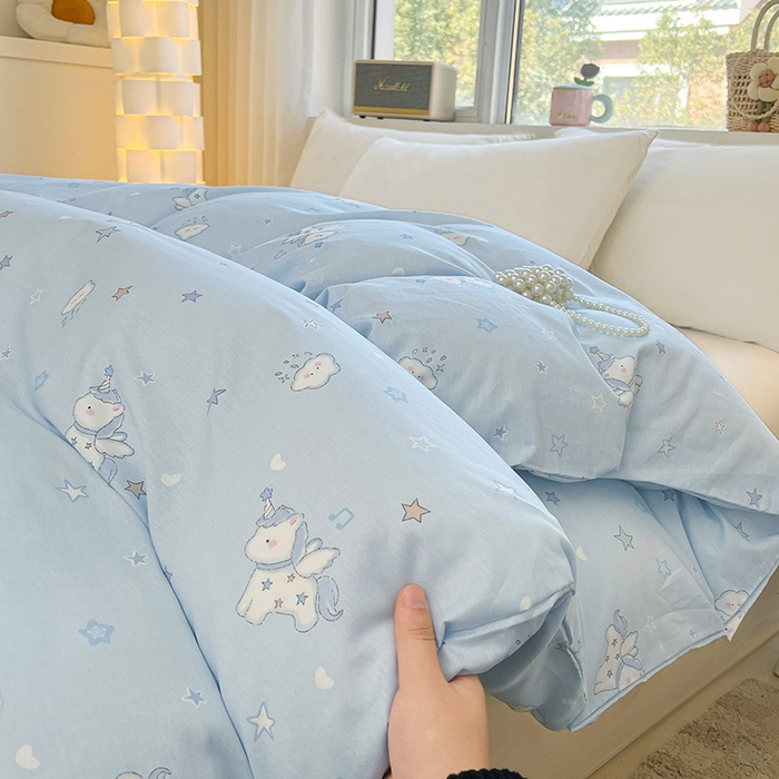 91家纺网 家纺一手货源 找家纺 名优家纺 2026新款13070全棉印花四件套 星星独角兽