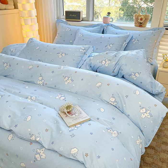 91家纺网 家纺一手货源 找家纺 名优家纺 2026新款13070全棉印花四件套 星星独角兽