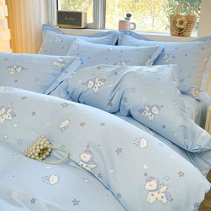 91家纺网 家纺一手货源 找家纺 名优家纺 2026新款13070全棉印花四件套 星星独角兽