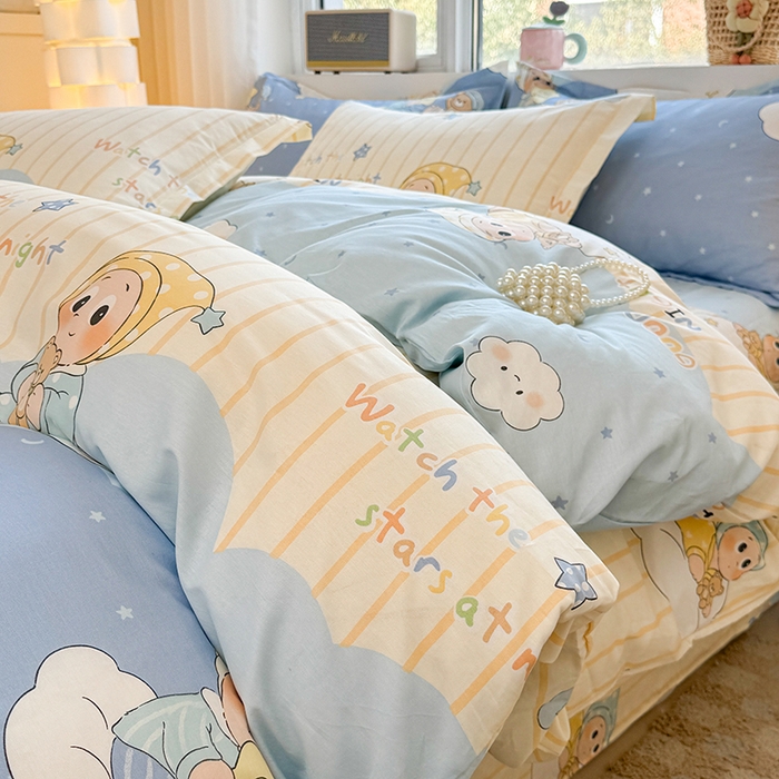 91家纺网 家纺一手货源 找家纺 名优家纺 2026新款13070全棉印花四件套 星语星愿