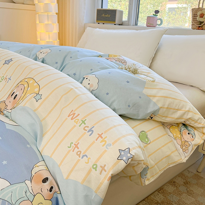 91家纺网 家纺一手货源 找家纺 名优家纺 2026新款13070全棉印花四件套 星语星愿