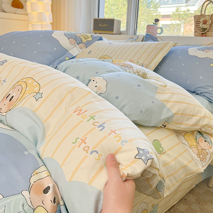 91家纺网 家纺一手货源 找家纺 名优家纺 2026新款13070全棉印花四件套 星语星愿